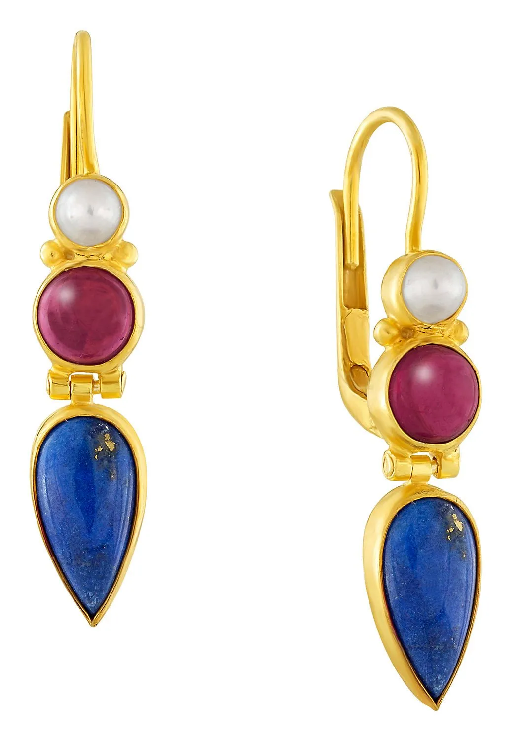 Duchess of York Lapis, Garnet and Pearl Earrings