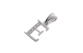 'E' Initial Pendant 18ct White Gold Cubic Zirconia (1.56g) P900E