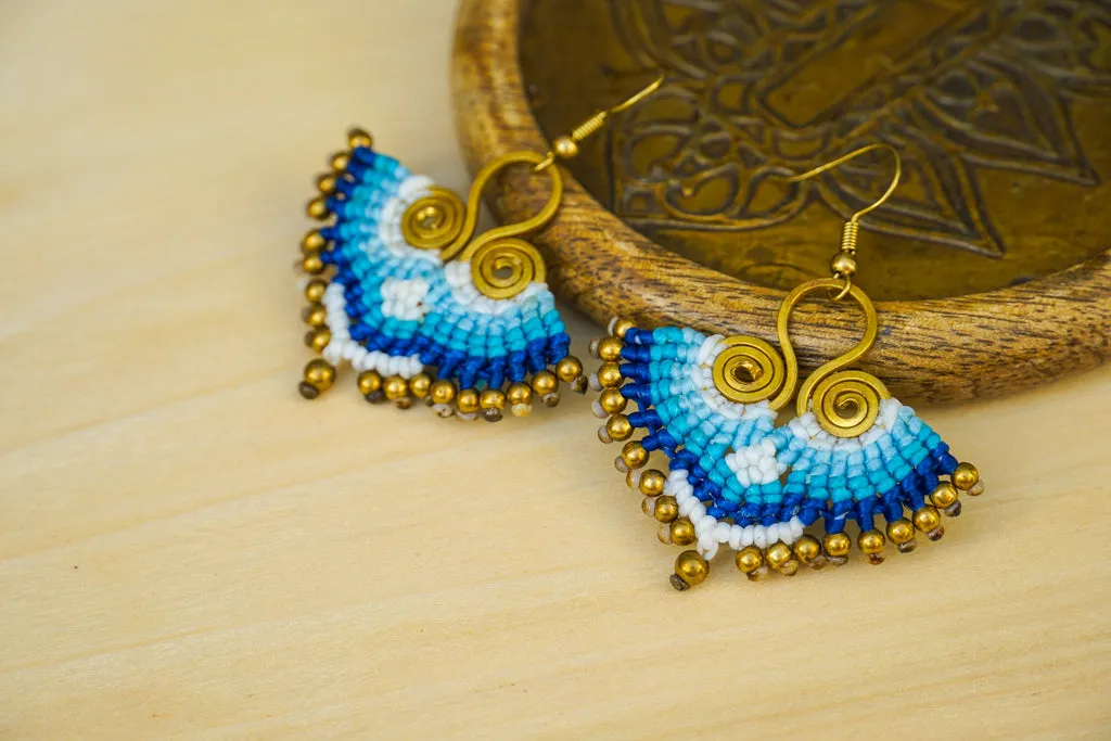 E7683- Micro Macrame Boho Earrings, Handmade Earrings, Hippie Earrings