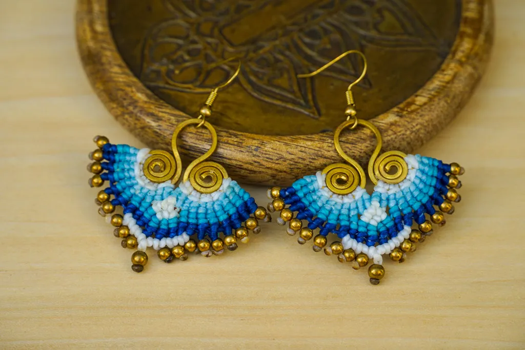 E7683- Micro Macrame Boho Earrings, Handmade Earrings, Hippie Earrings