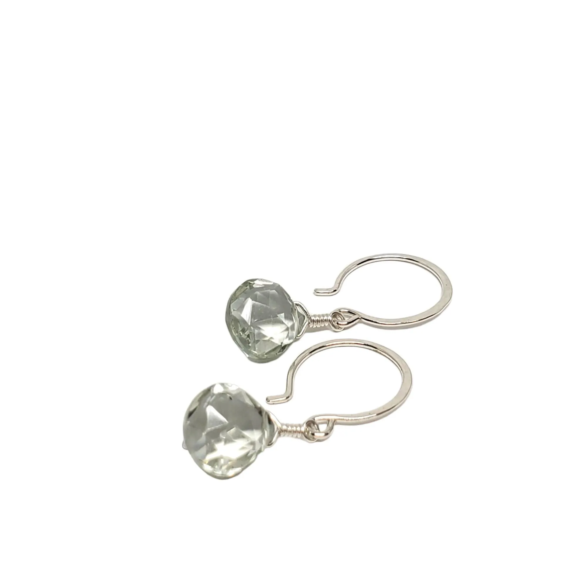 Earrings - Prasiolite Green Amethyst Gemstone Drops Sterling by Foamy Wader