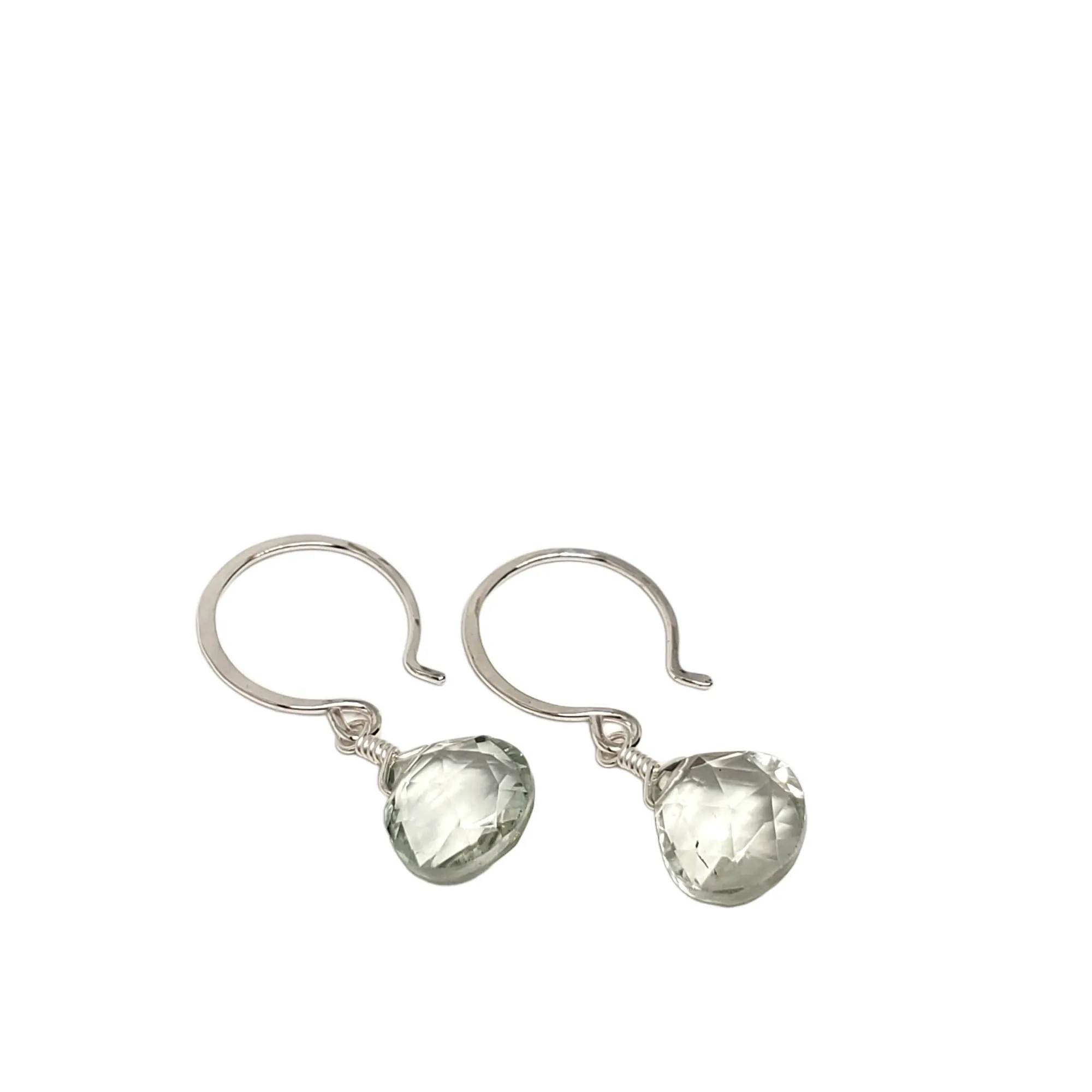 Earrings - Prasiolite Green Amethyst Gemstone Drops Sterling by Foamy Wader