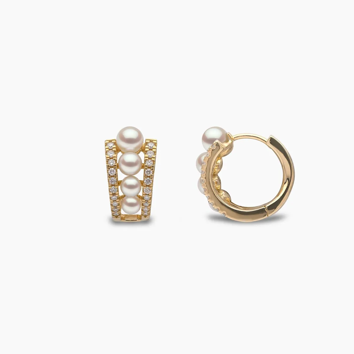 Eclipse 18K Gold Pearl and Diamond Hoop Dusk Earrings