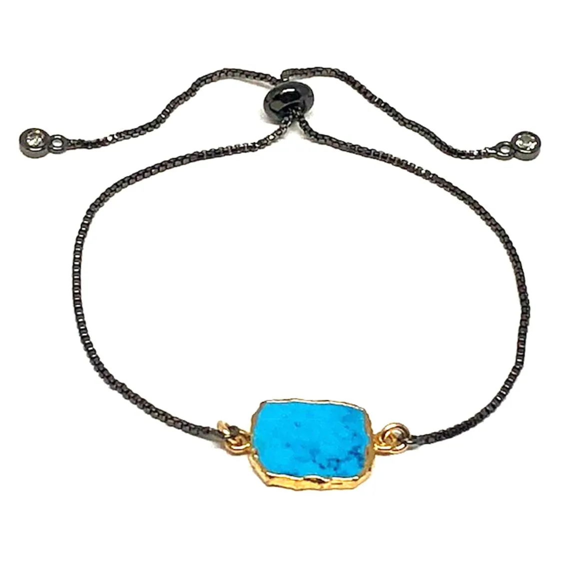 Electroform Stone Pull Bracelet: Turquoise (PBT748TQ) Also on Gunmetal Chain