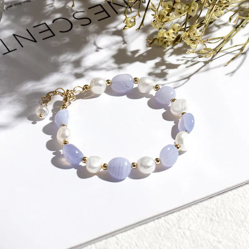 Elegant Pearl Crystal Bracelet - Sterling Silver Korean Gift for Valentine's Day