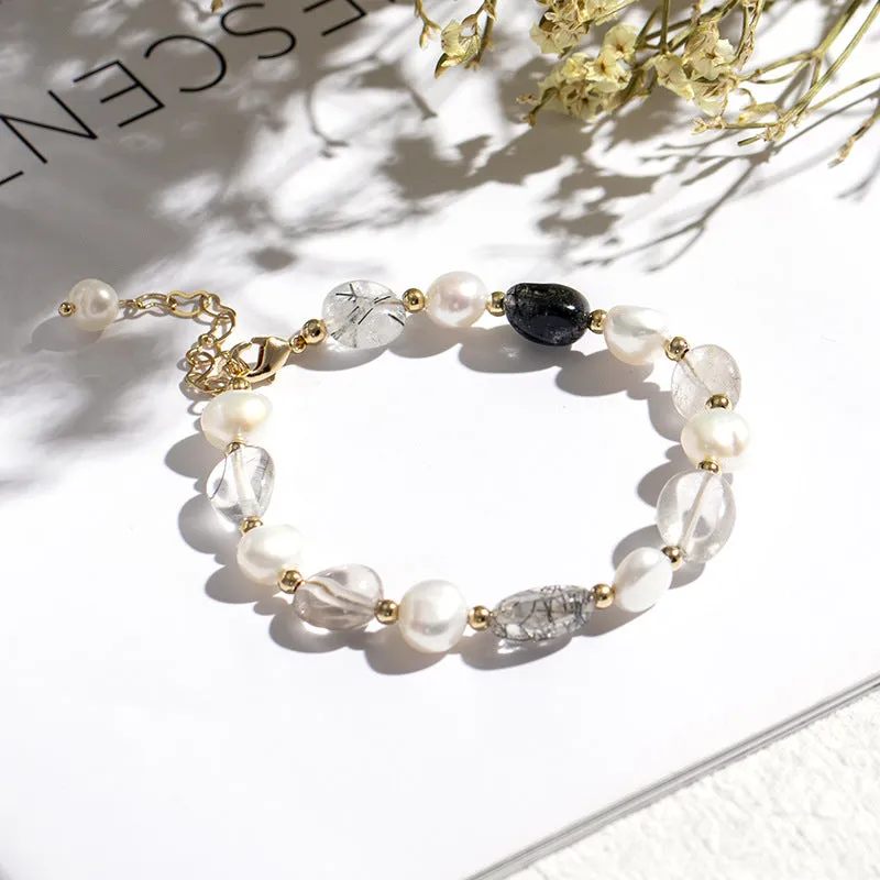 Elegant Pearl Crystal Bracelet - Sterling Silver Korean Gift for Valentine's Day