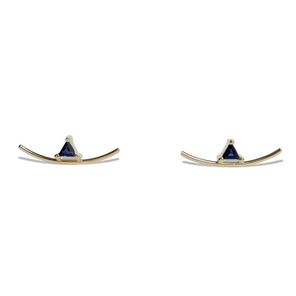 Element Sapphire Curve Gold Stud Earrings