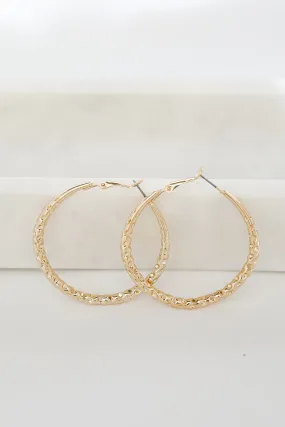 Ellie Gold Hammered Hoop Earrings