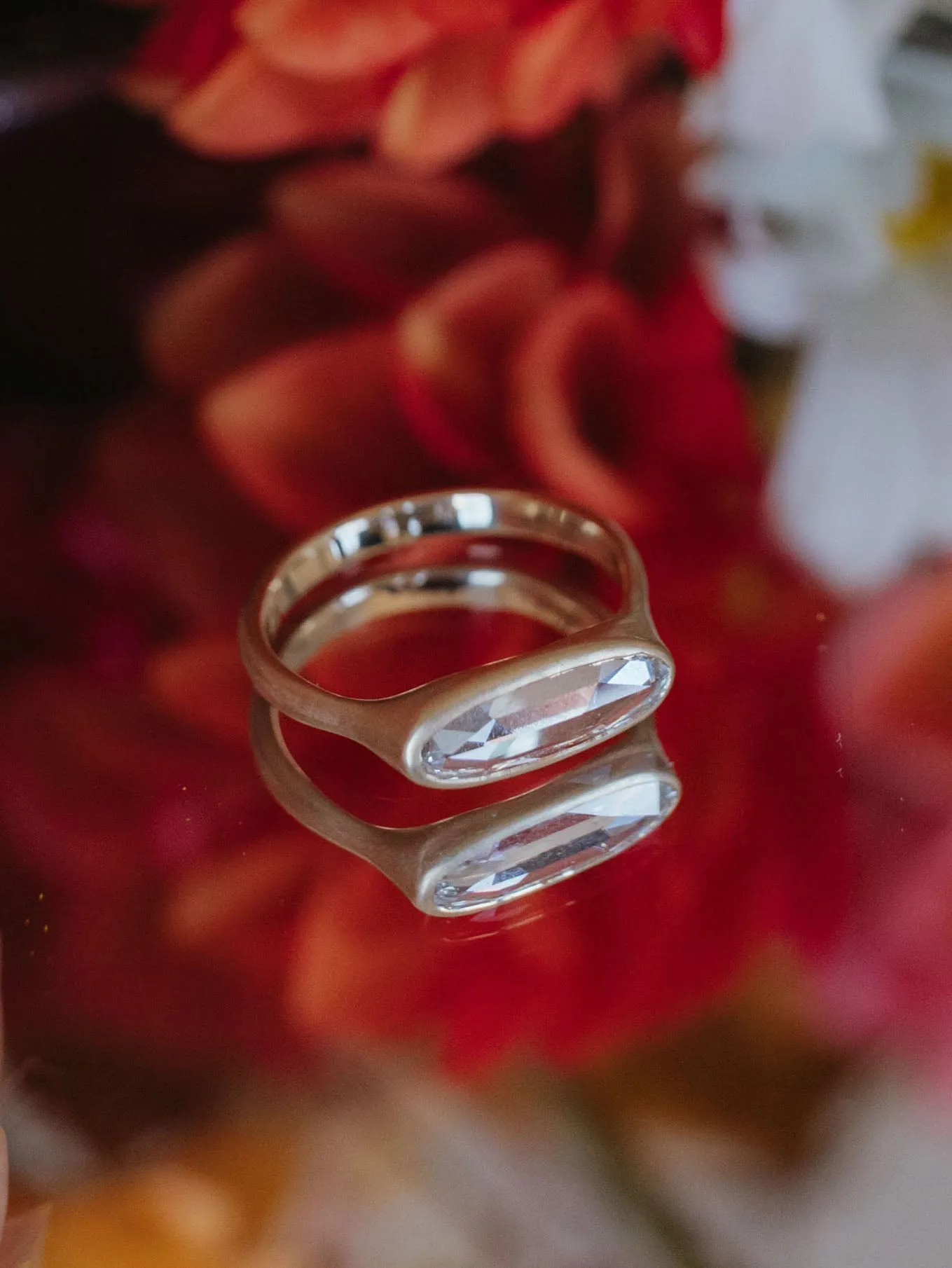 Elongated Rosecut Diamond Signet Ring