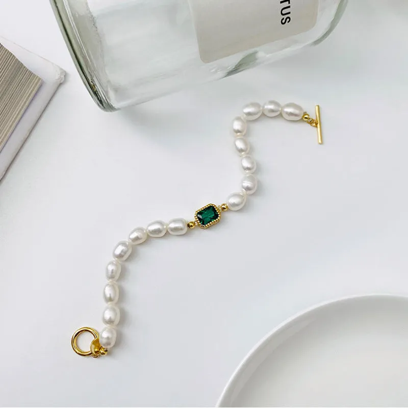 Emerald Chunky Pearl Bracelet