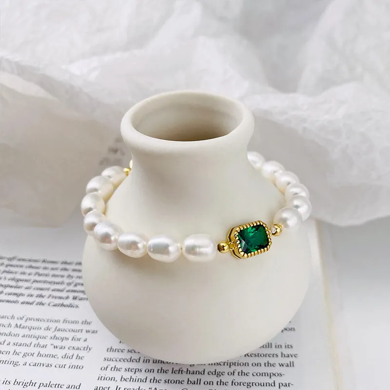 Emerald Chunky Pearl Bracelet