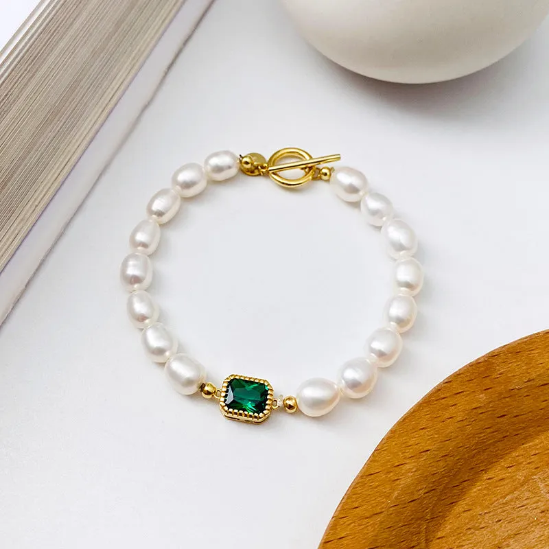 Emerald Chunky Pearl Bracelet