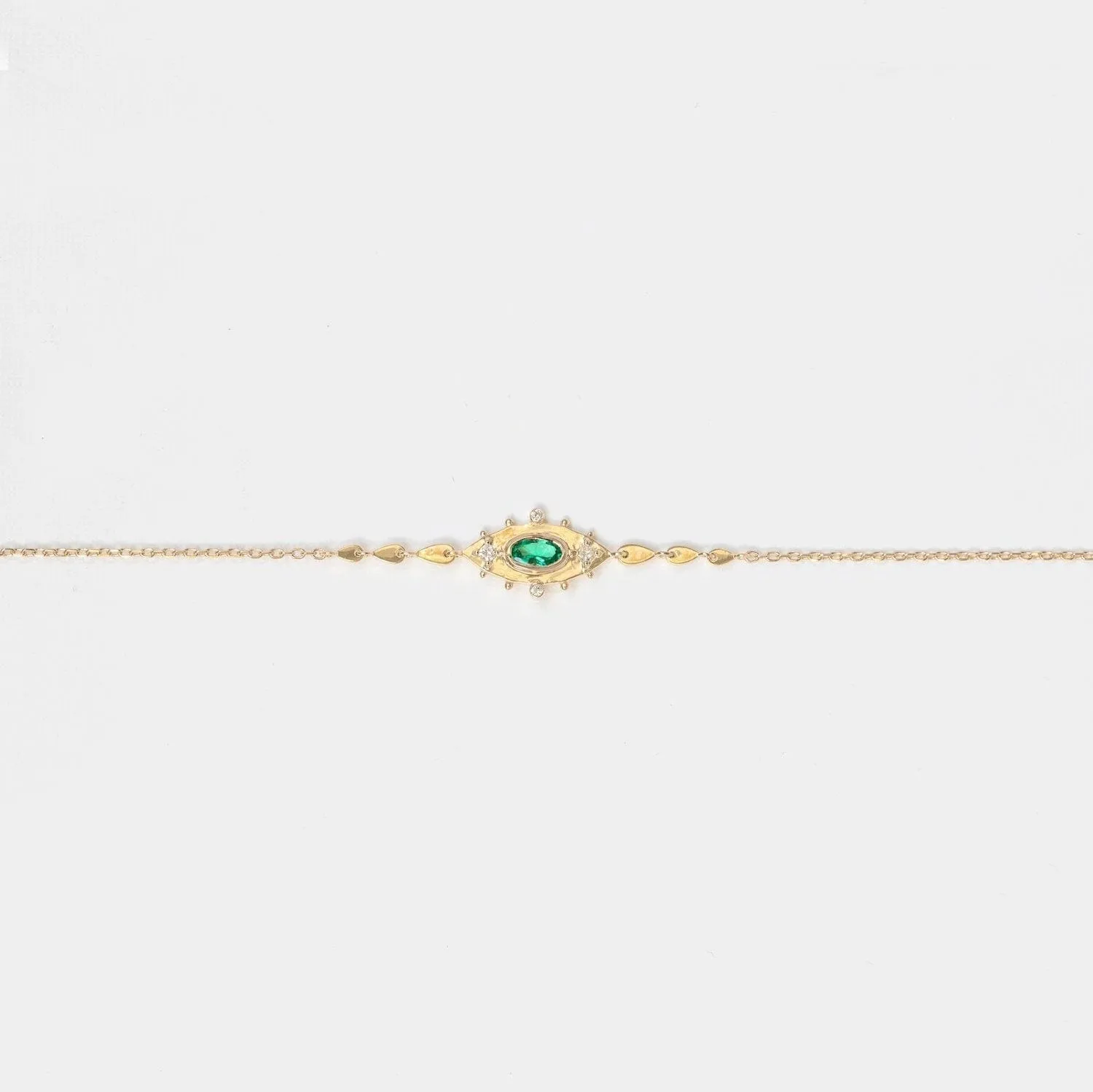 Emerald Eye And Diamond Bracelet