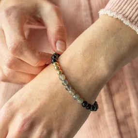 Enchanted Shield Labradorite and Black Tourmaline Bracelet 6mm