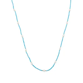 Endless Design Turquoise Magnesite and Cultured Freshwater Pearl Necklace