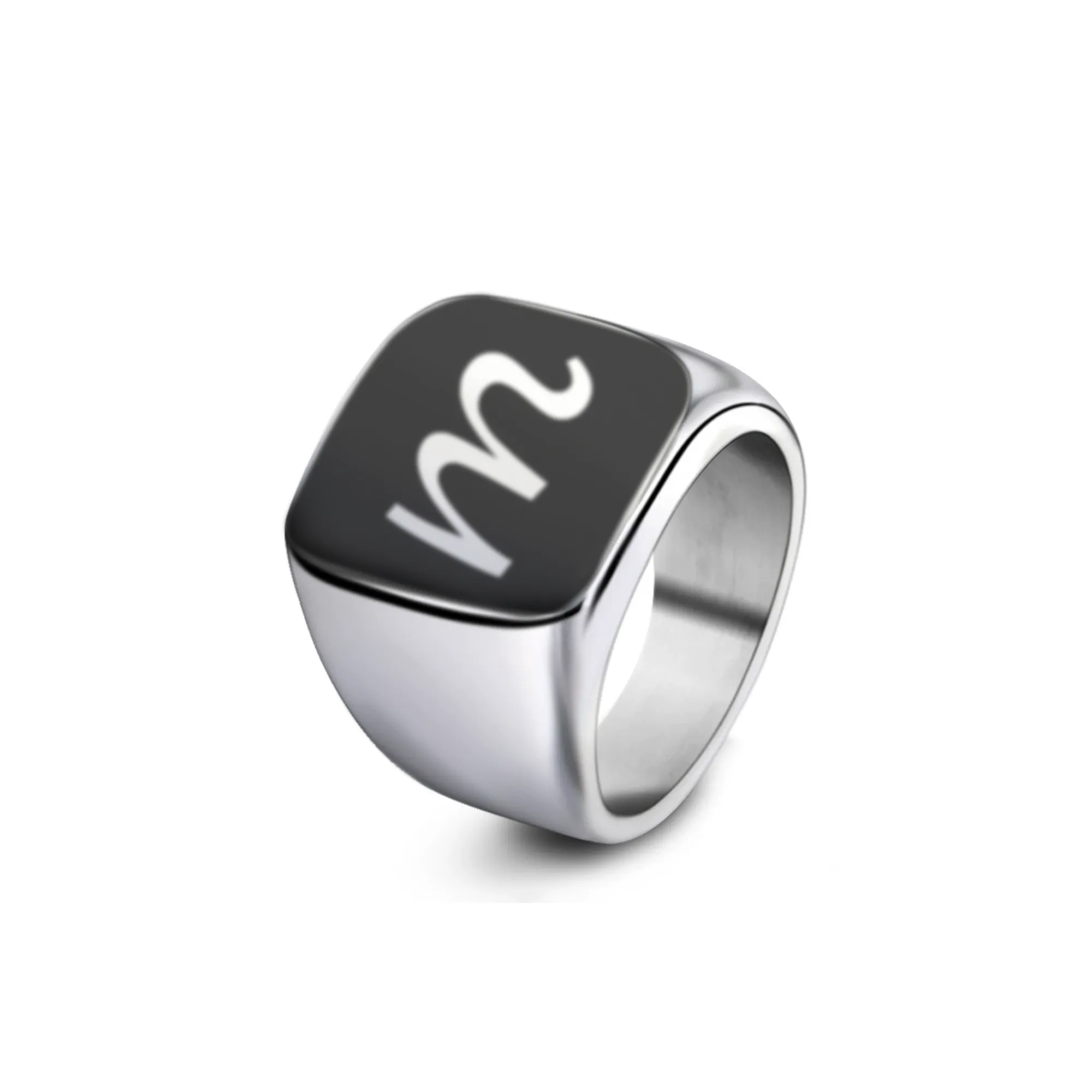 Engraved Initial Signet Men Ring KCLR 21