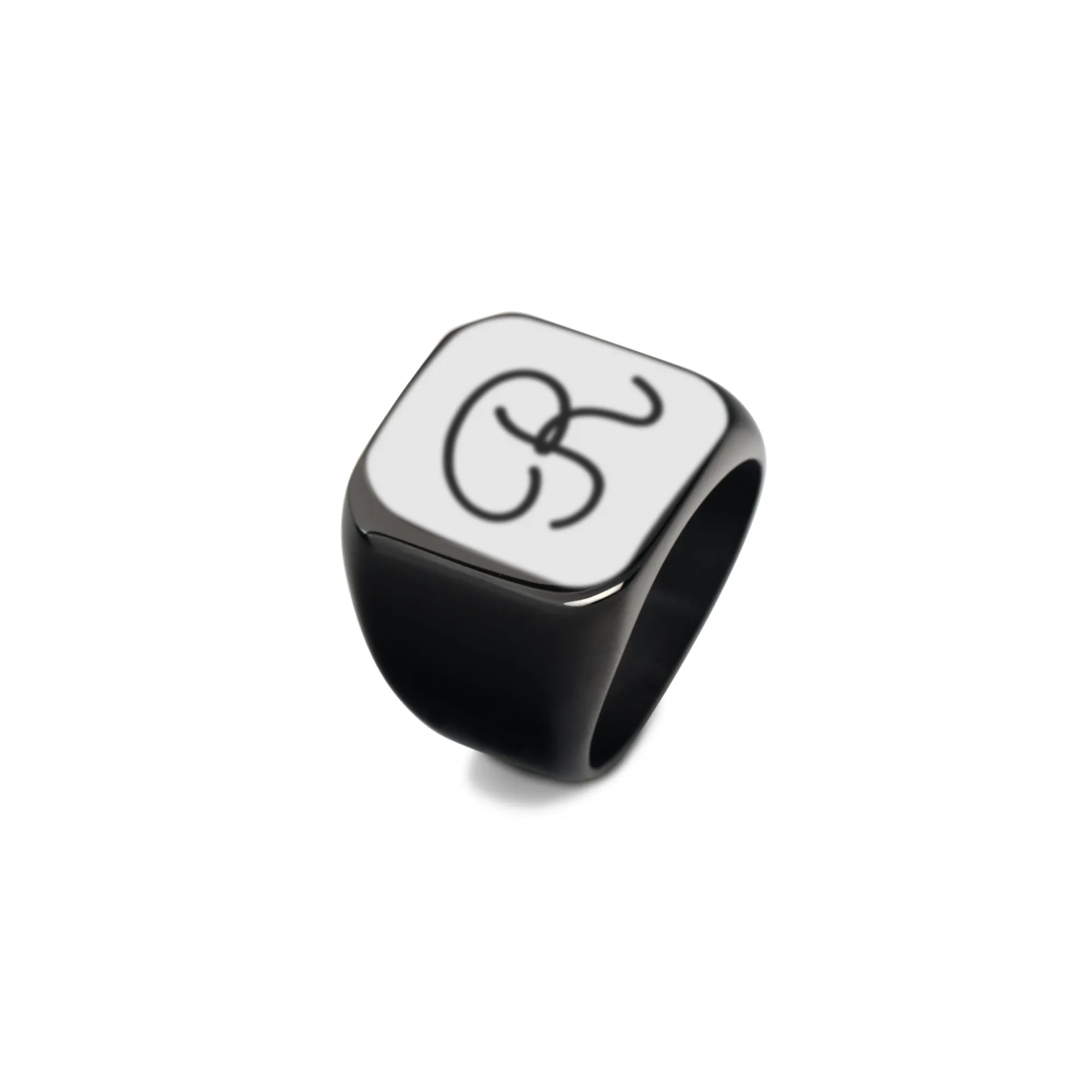 Engraved Initial Signet Men Ring KCLR 21