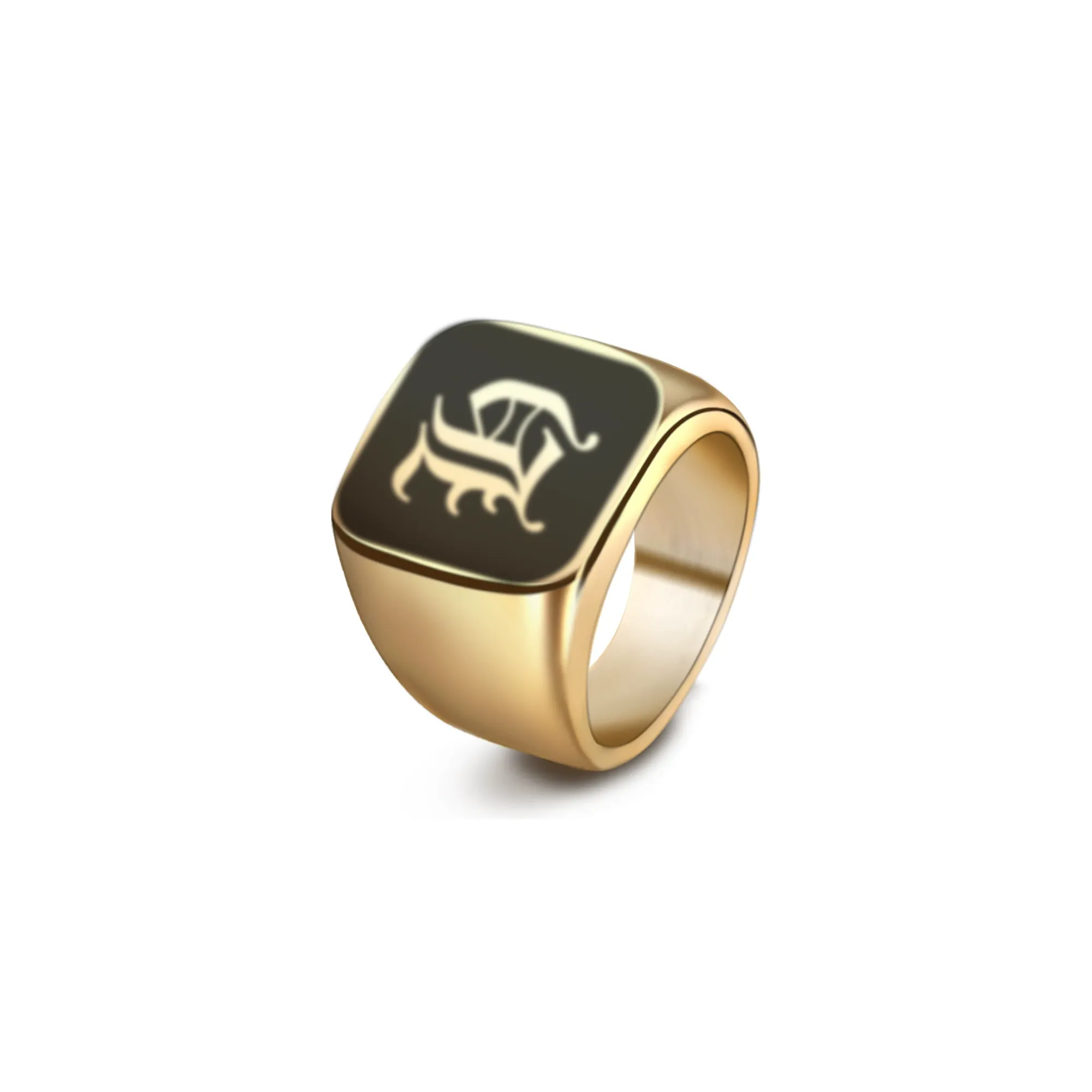 Engraved Initial Signet Men Ring KCLR 21