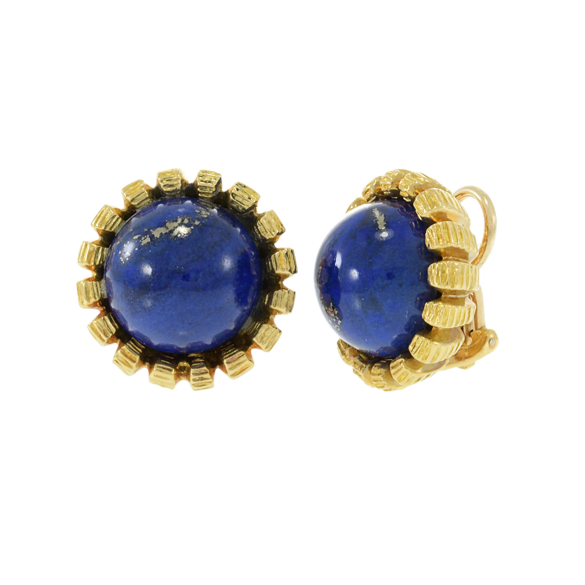 Estate 18KT Yellow Gold Natural Lapis Lazuli Earrings