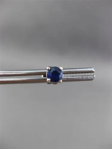 ESTATE .80CT AAA ROUND SAPPHIRE 14KT WHITE GOLD CLASSIC STUD EARRINGS 4mm #1795