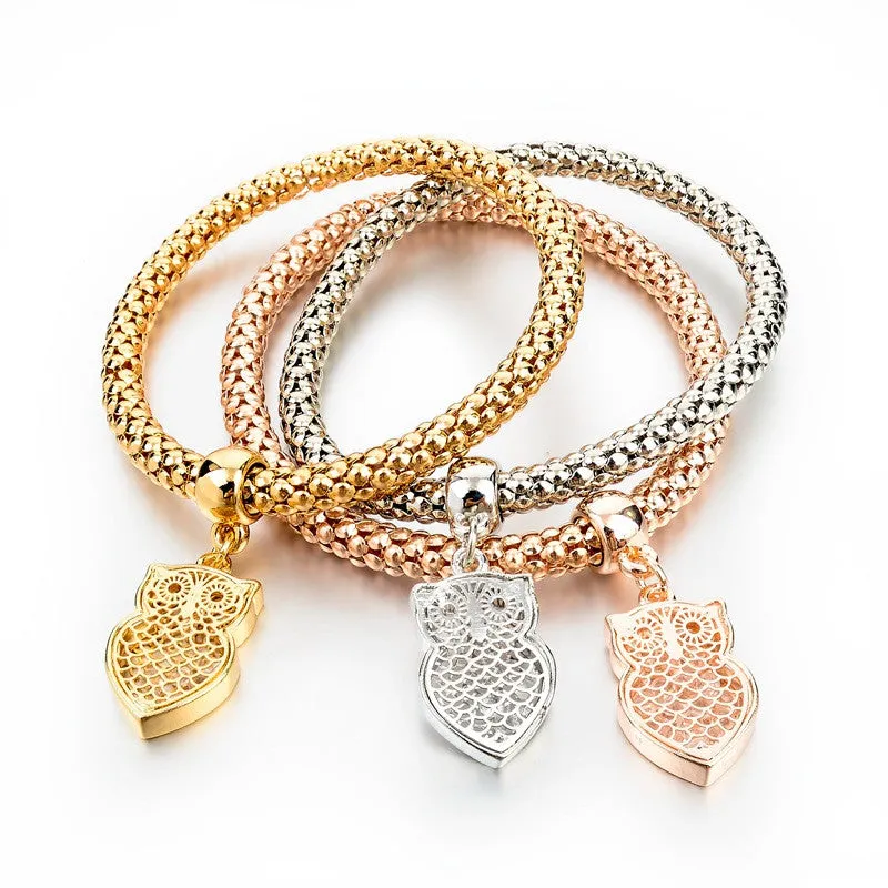 Ethnic Love Heart Charm Bracelets For Women Gold Silver Crystal Chain Bracelets & Bangles With Pendants