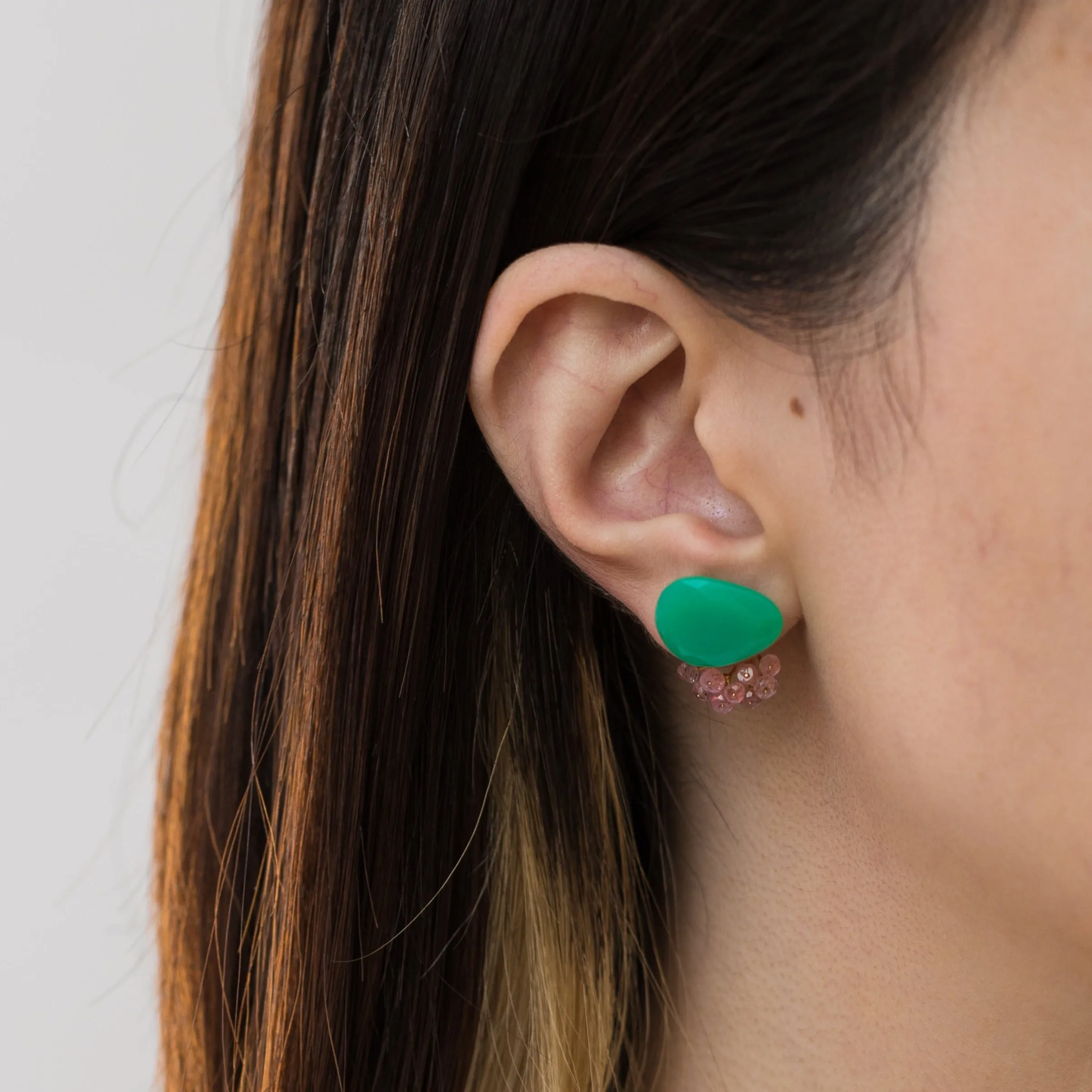 Fairy chrysoprase and sapphire earrings