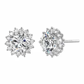 FANCIME 2.2CTTW Moissanite Flower 14K White Gold Stud Earrings