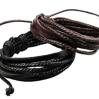 Fashion Leather Brown Black Men's Wrap Bracelet(1 Pc)