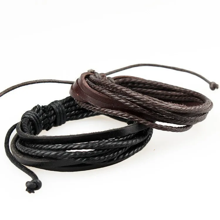 Fashion Leather Brown Black Men's Wrap Bracelet(1 Pc)