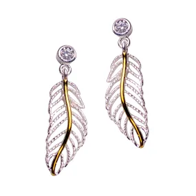 Feather Dangle Silver Earrings