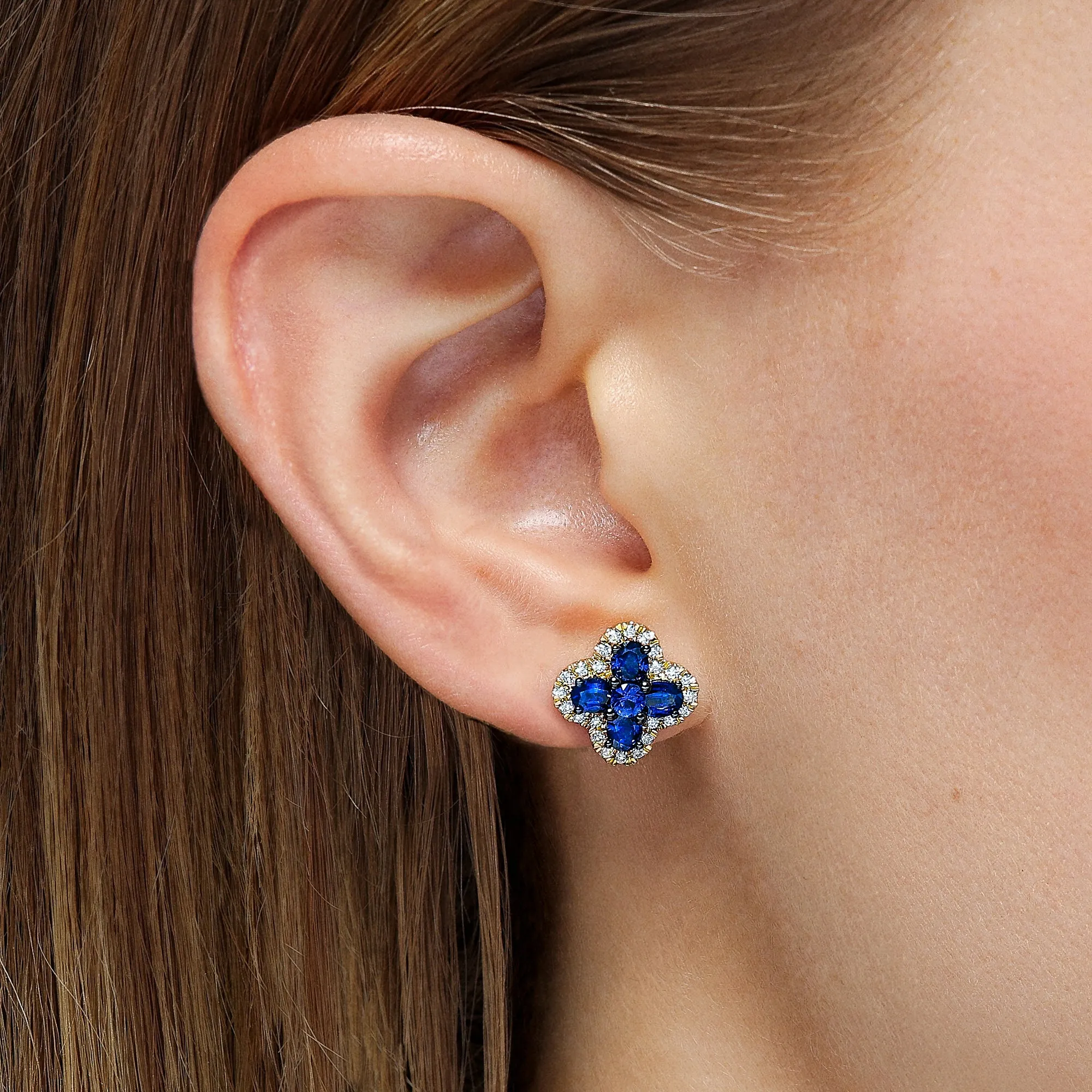 Felicity Sapphire and Diamond Stud Earrings