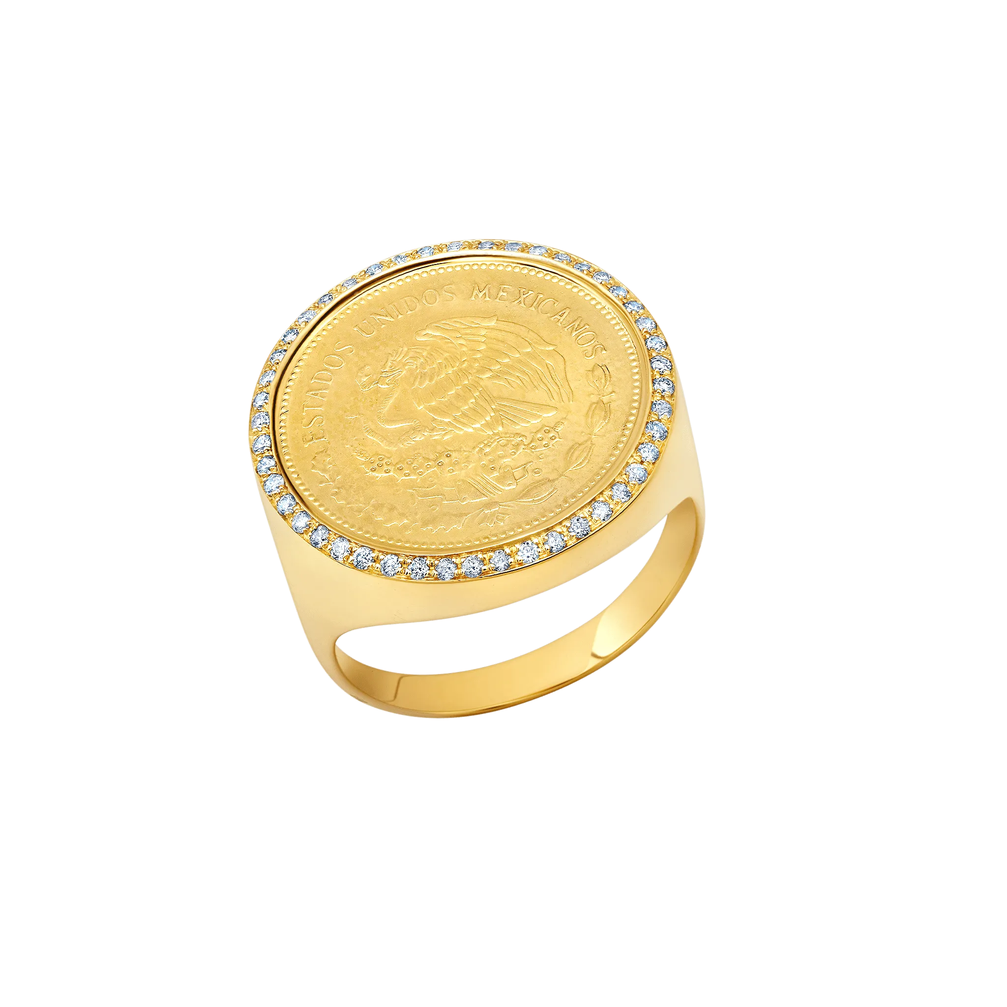 Fine Vintage Coin Ring with White Pavé Diamonds