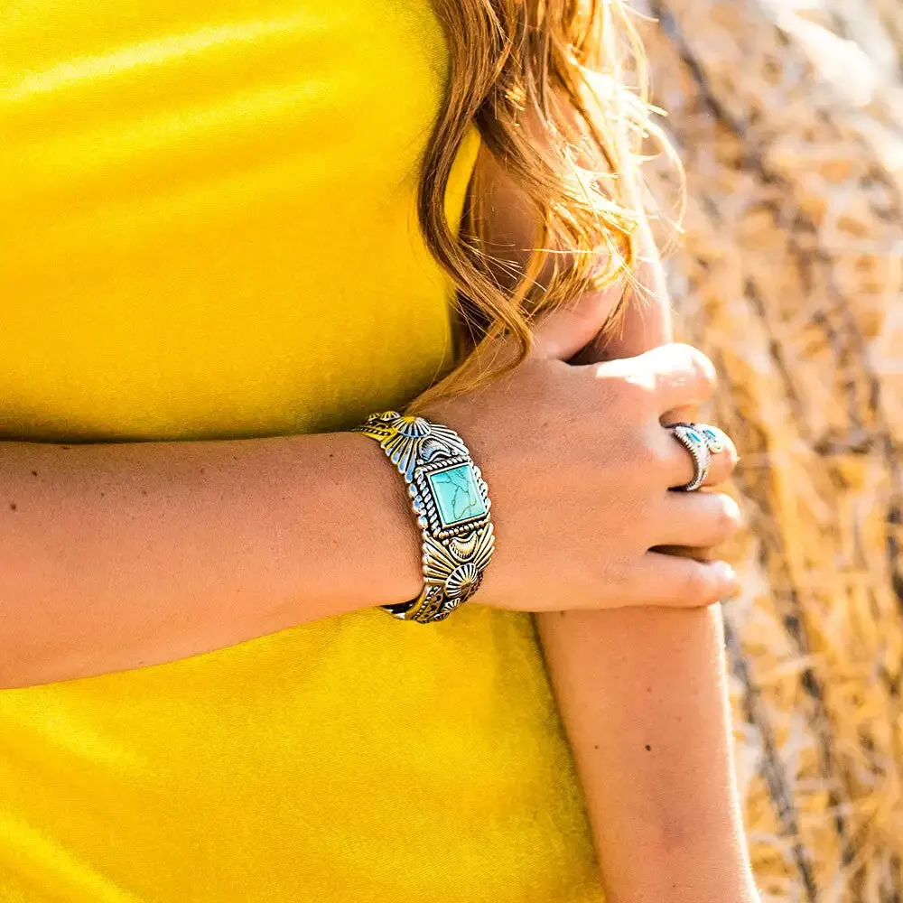 Flourished Turquoise Cuff Bracelet