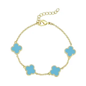 Four Leaf Clover Bracelet - Turquoise