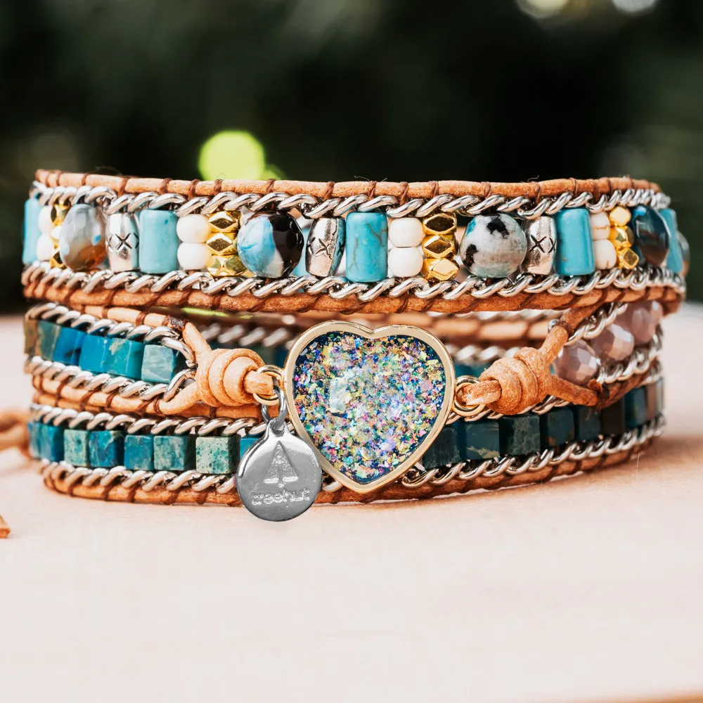 Frosty Heart Triple Wrap Bracelet