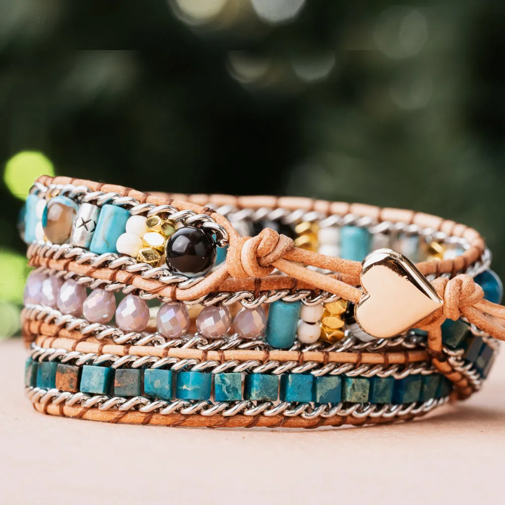 Frosty Heart Triple Wrap Bracelet