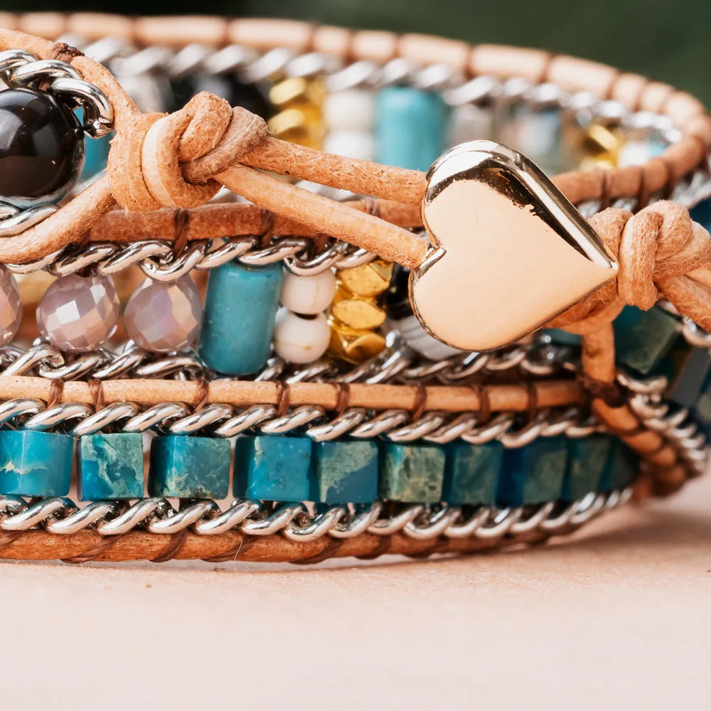 Frosty Heart Triple Wrap Bracelet