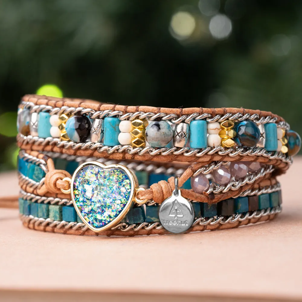 Frosty Heart Triple Wrap Bracelet