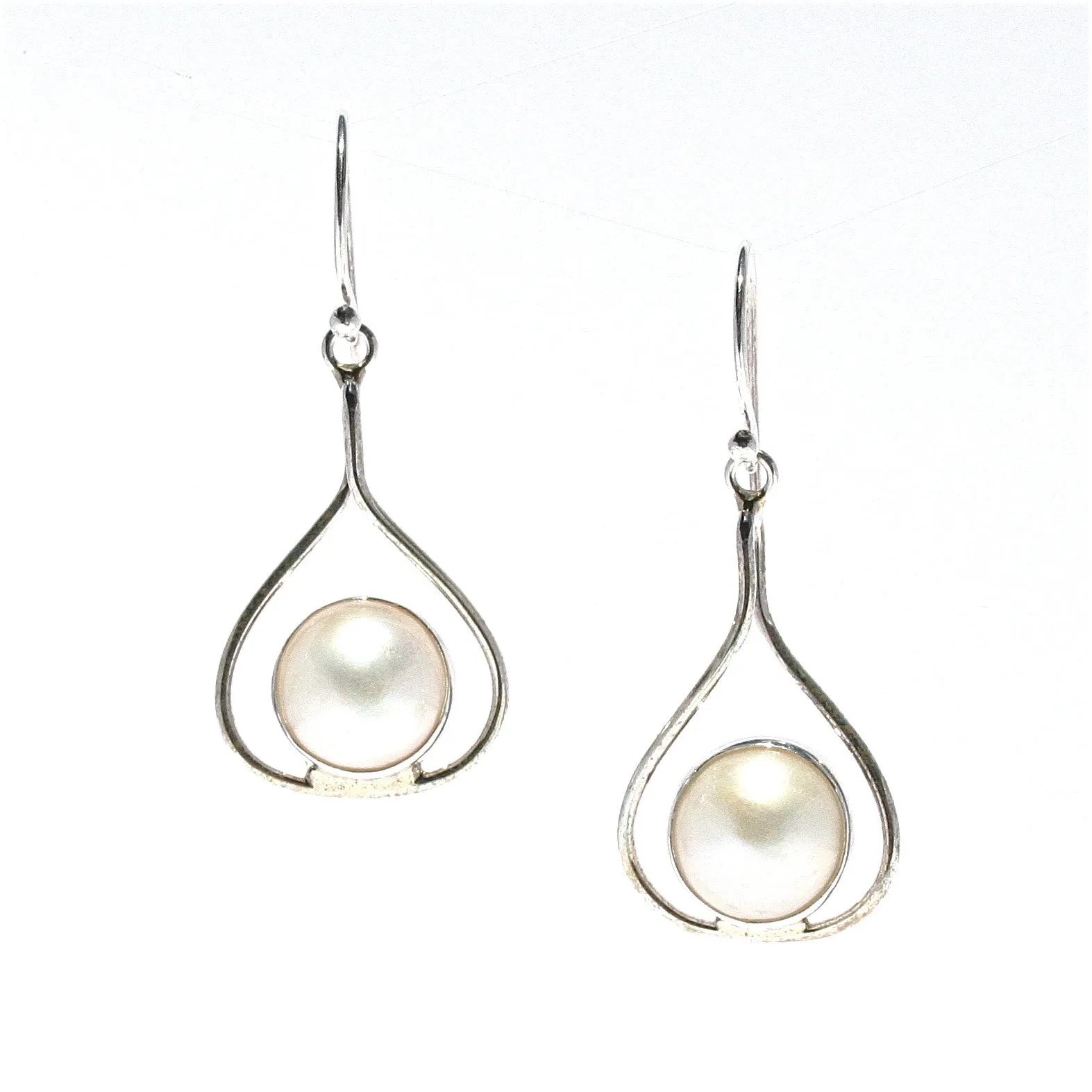 Full Moon White Mabe Pearl Earrings