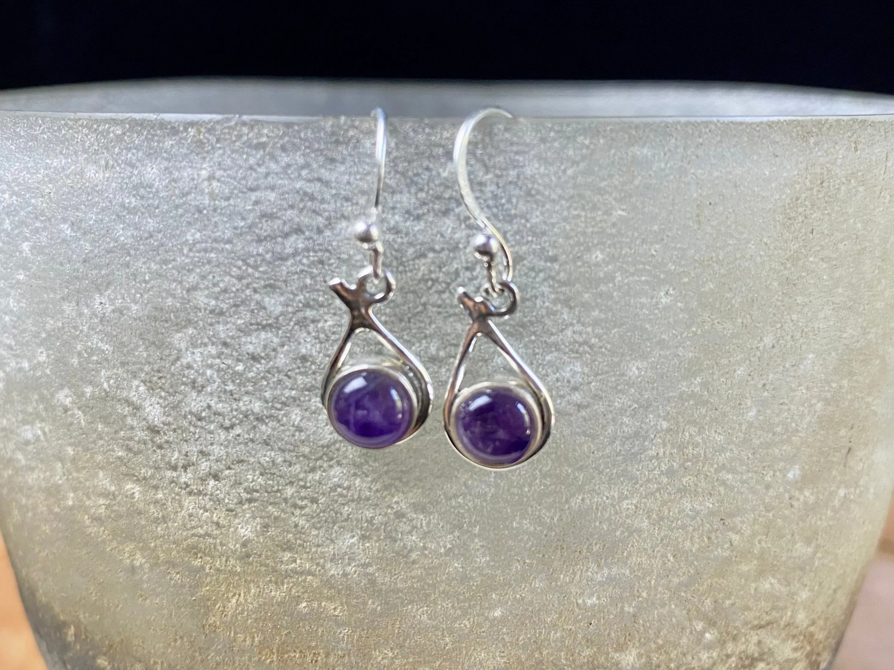 Gemstone And Silver Teardrop Earrings