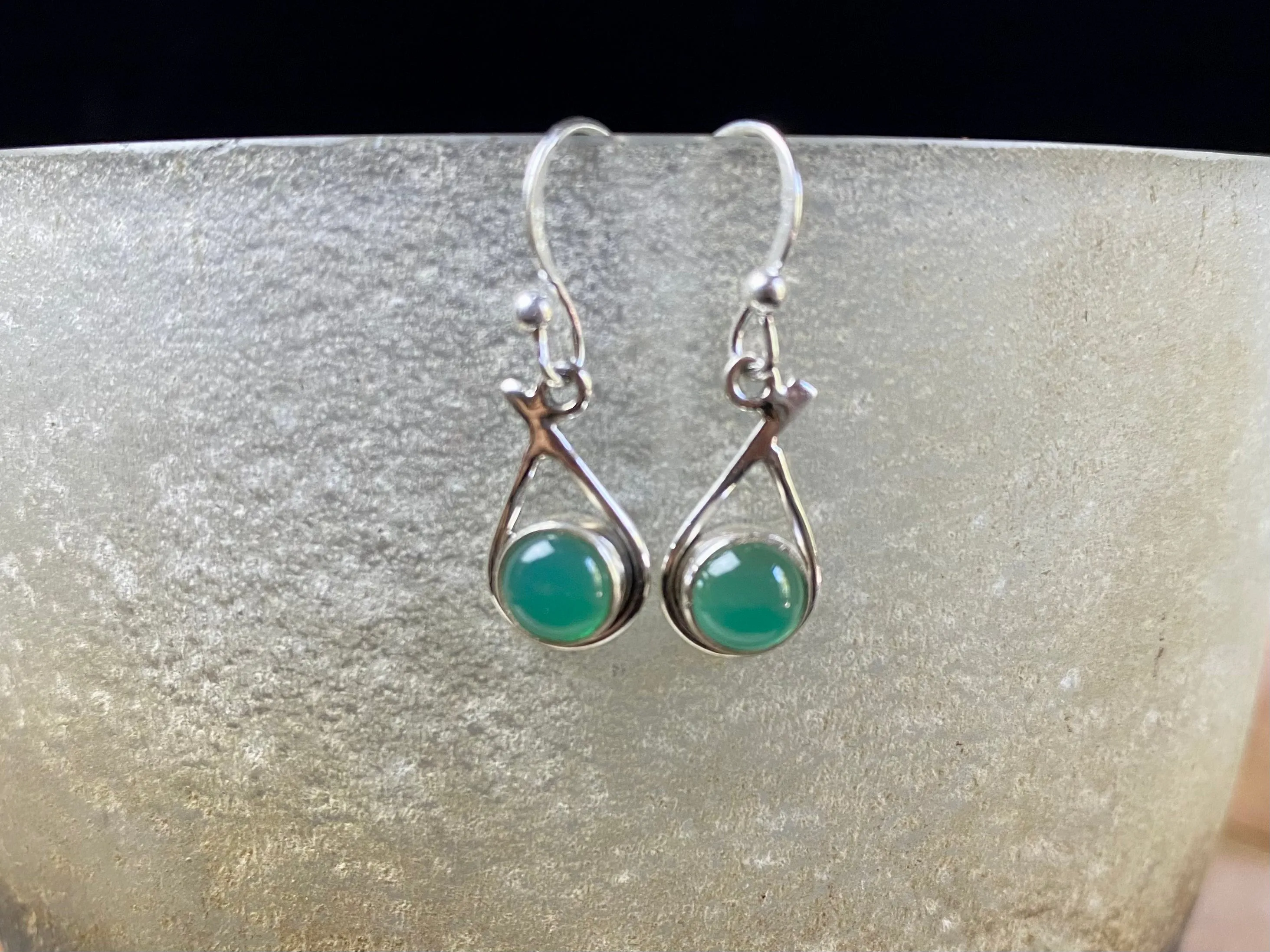 Gemstone And Silver Teardrop Earrings