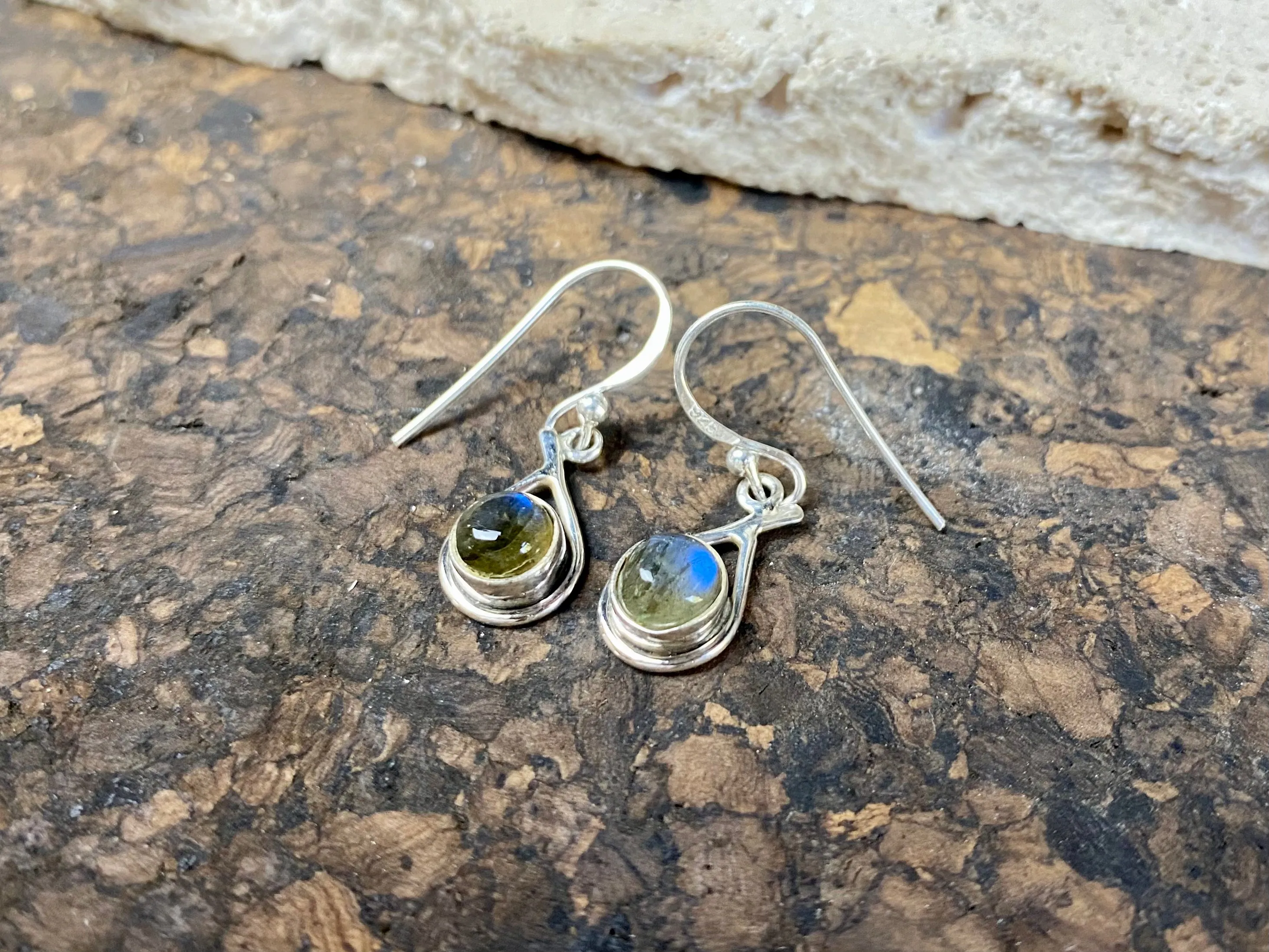 Gemstone And Silver Teardrop Earrings