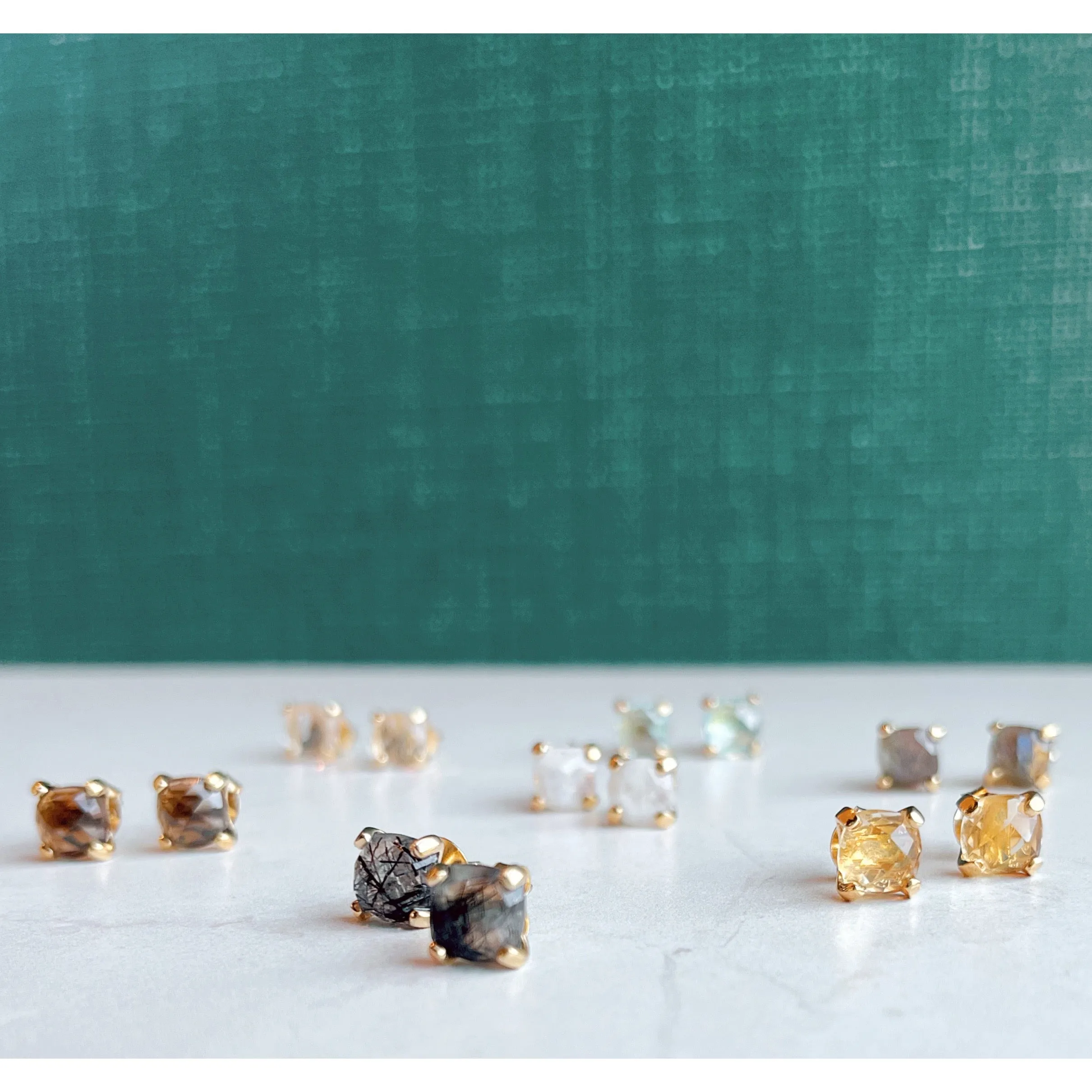 Gemstone Cushion Stud Earrings: Blue Topaz