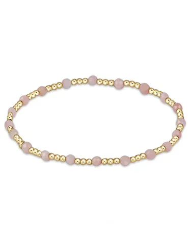 Gemstone Gold Sincerity Pattern 3mm Bead Bracelet - Pink Opal