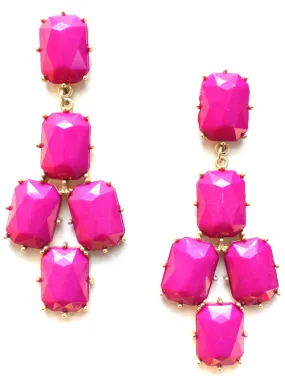 Gemstone Statement Earrings- Magenta