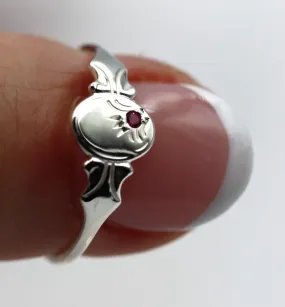 Genuine Size P Sterling Silver Oval CZ Ruby Signet Ring