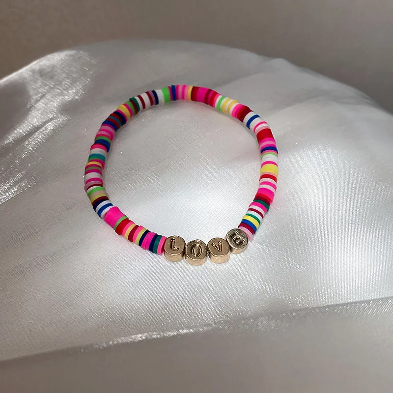 Geometric Shell Alphabet Bracelet Color