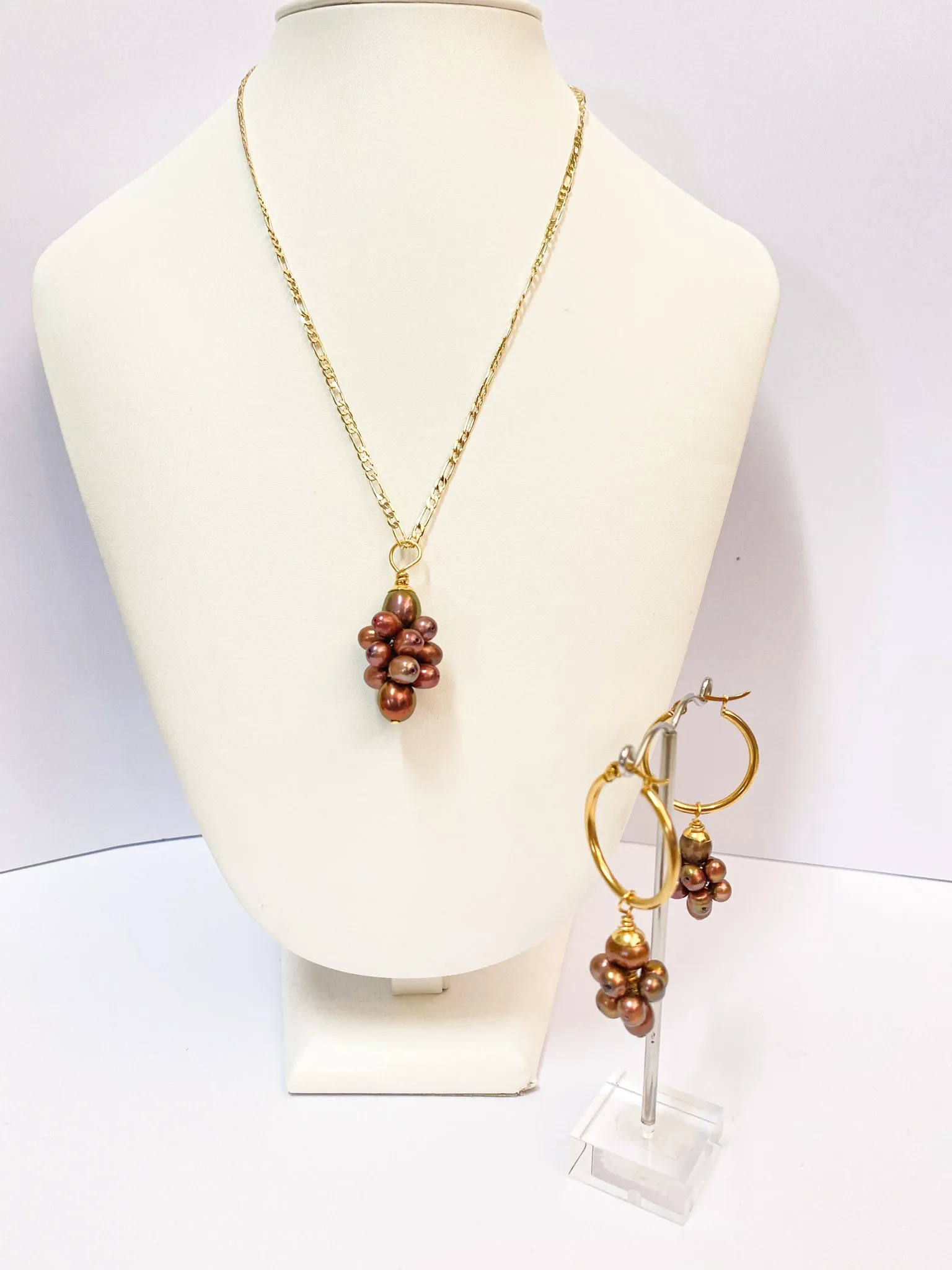 GIANNA - Natural Freshwater Bronze Grape Pearl Set