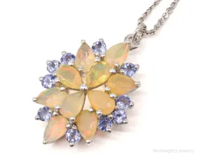 GIE Ethiopian Opal & Tanzanite Sterling Silver Necklace 18"