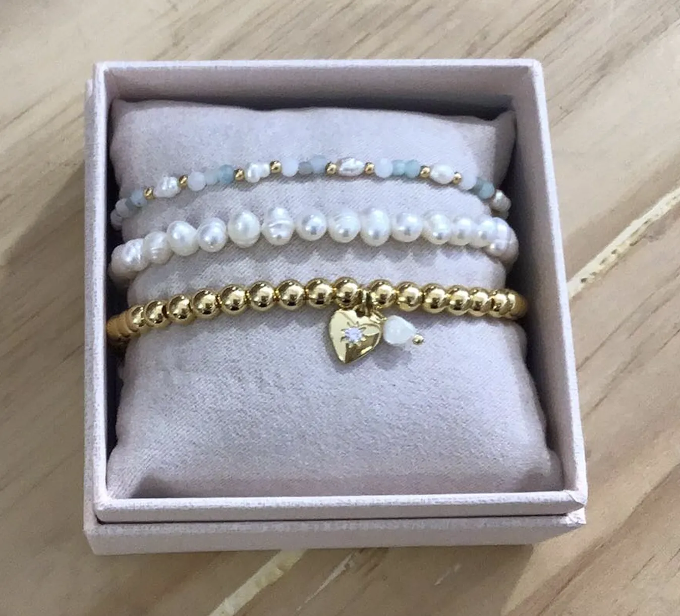 Gift Box Bracelet Stack - Aqua